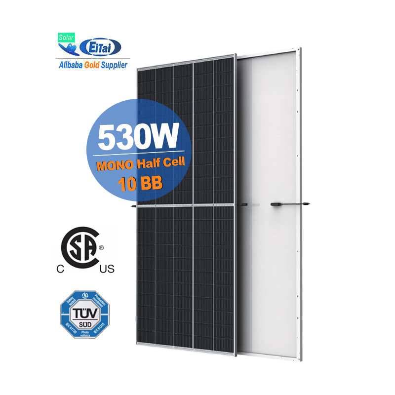 Eitai Panel solar 10BB 530W Venta al por mayor de fábrica Mejor precio Mono Módulo de media celda para sistema fotovoltaico doméstico
