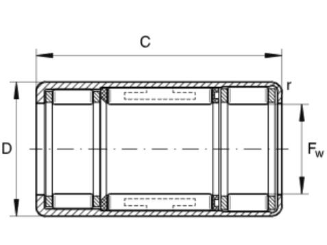 dibujo de rodamiento de agujas