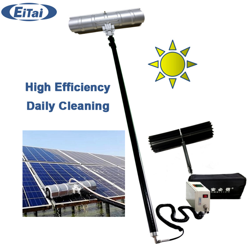 Máquina de limpieza de paneles solares fotovoltaicos EITAI, telescópica directa de fábrica, 7,2 m, 10 m, herramientas de cepillos de rodillo de poste alimentado por agua
