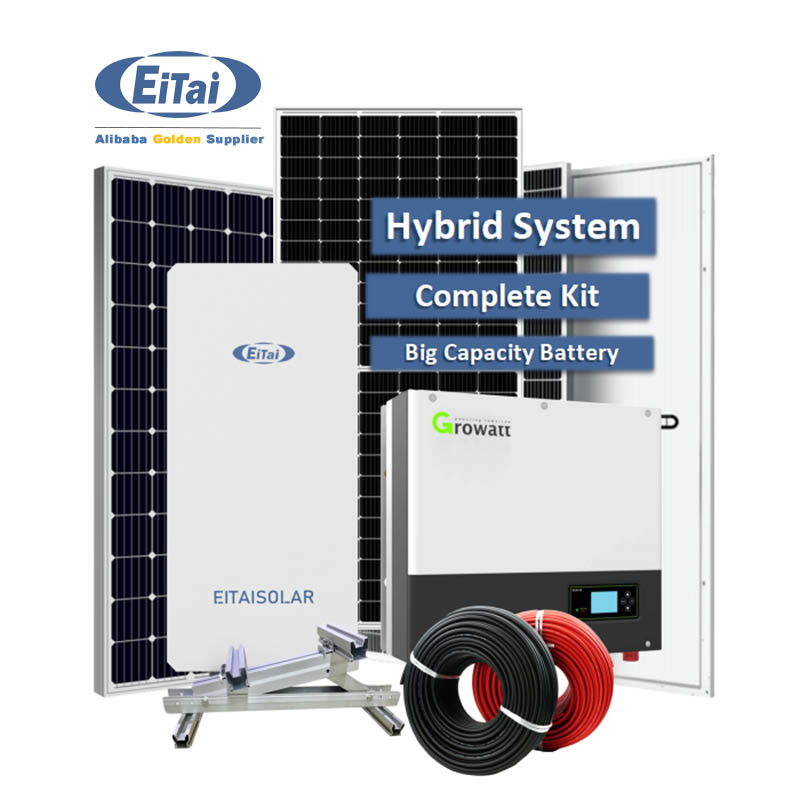Equipo híbrido del picovoltio de la monofásico del inversor de Growatt de la Sistema Solar de EITAI 10Kw para el hogar con el almacenamiento de la batería
