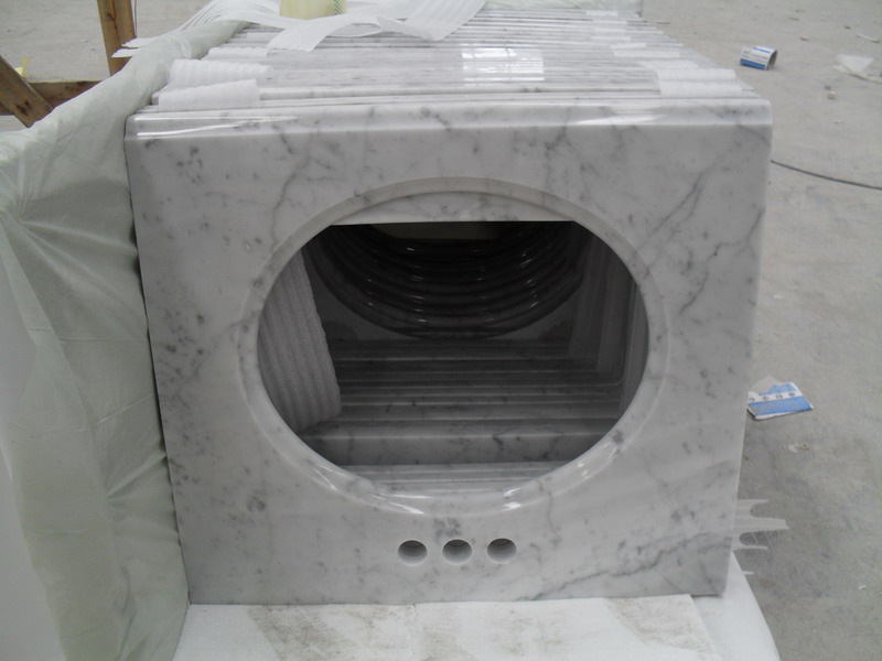 Encimeras de tocador de baño de mármol blanco Bianco Carrara
