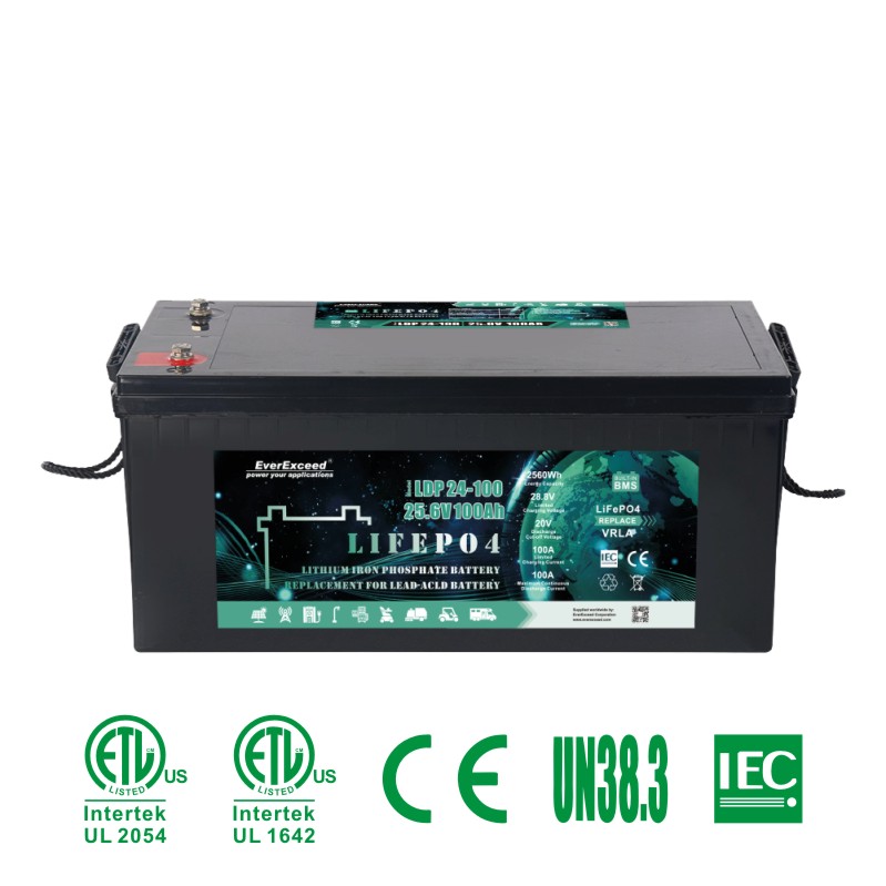 Batería de iones de litio de 25,6 V y 100 Ah para reemplazo de batería de plomo y ácido, paquete de batería LiFePO4 32700 para vehículo eléctrico/Scooter eléctrico
