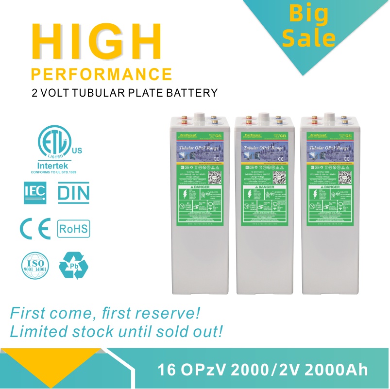 Venta de liquidación 2V 2100ah Opzv Gel Tubular Opzv Batería para Solar/UPS/Emergencia-Power-Systems
