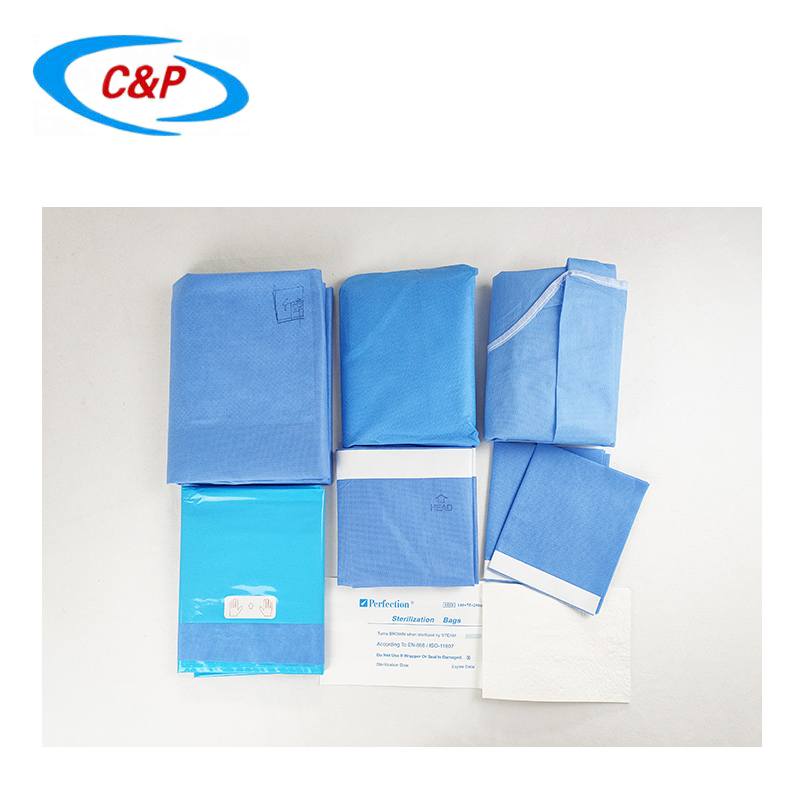 Paquete de cortinas quirúrgicas oftálmicas azules desechables al por mayor de suministro de fábrica
