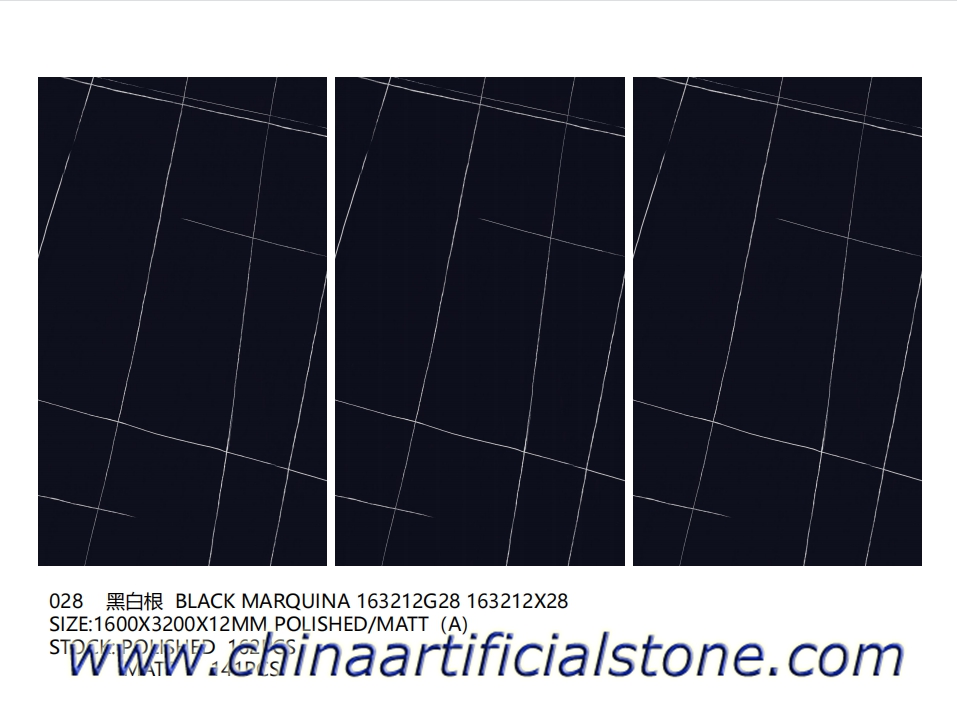 Losas Porcelánico Marquina Negro Gran Formato 1600x3200x12mm

