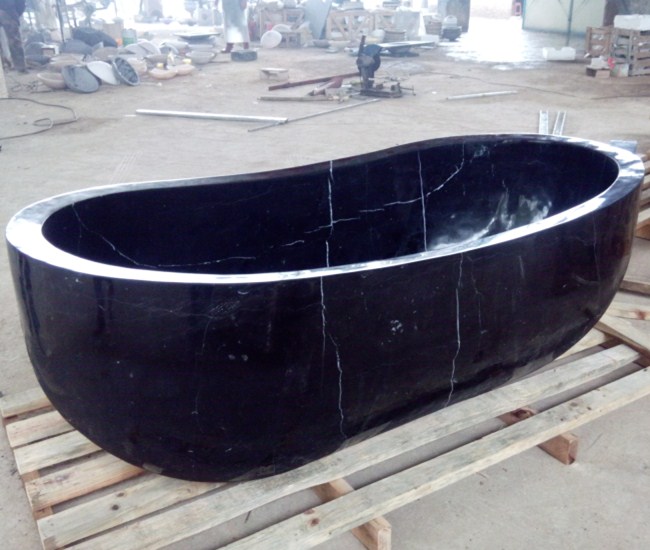 Bañera de piedra negra natural para baño