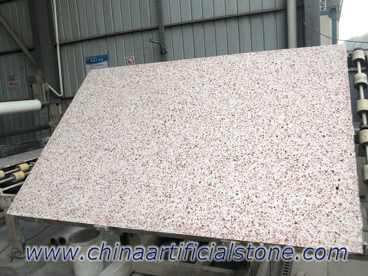 Losas de terrazo rosa de China 2700x1800x18mm
