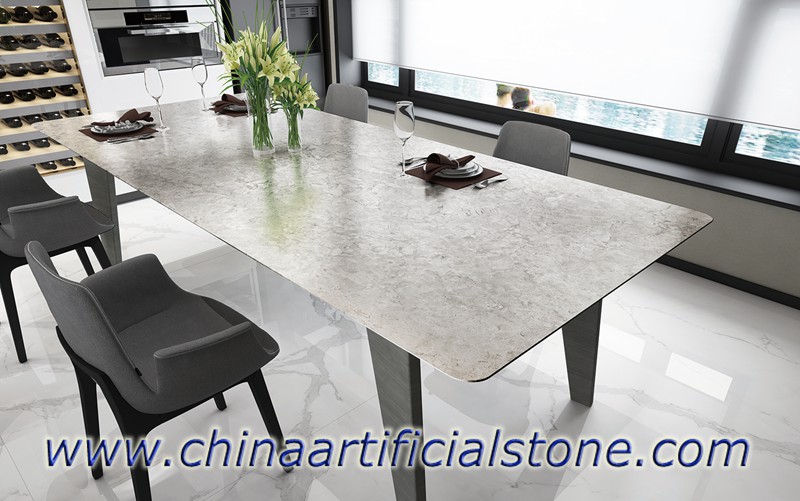 Muebles de mesa de piedra sinterizada gris