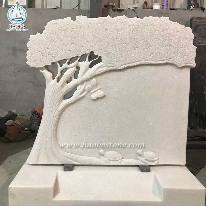 Piedra sepulcral conmemorativa tallada en árbol de mármol blanco Han
