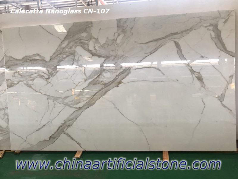 China Nano Calacatta losas de mármol blanco CN107
