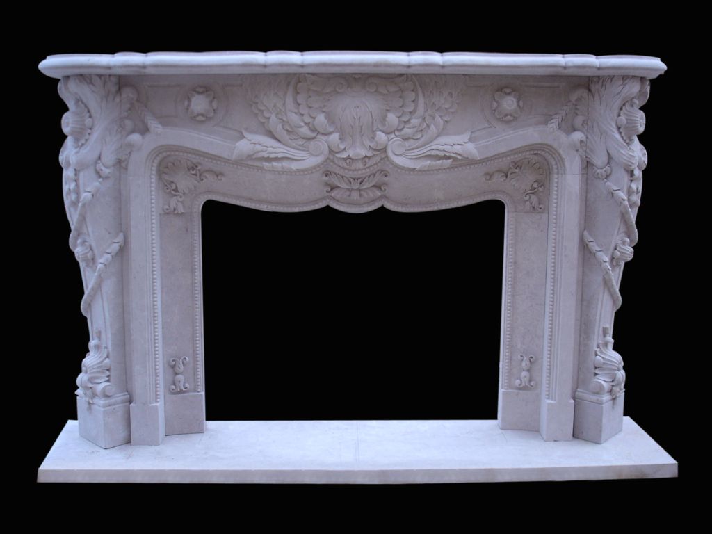 Revestimiento de chimenea de mármol blanco natural para interiores
