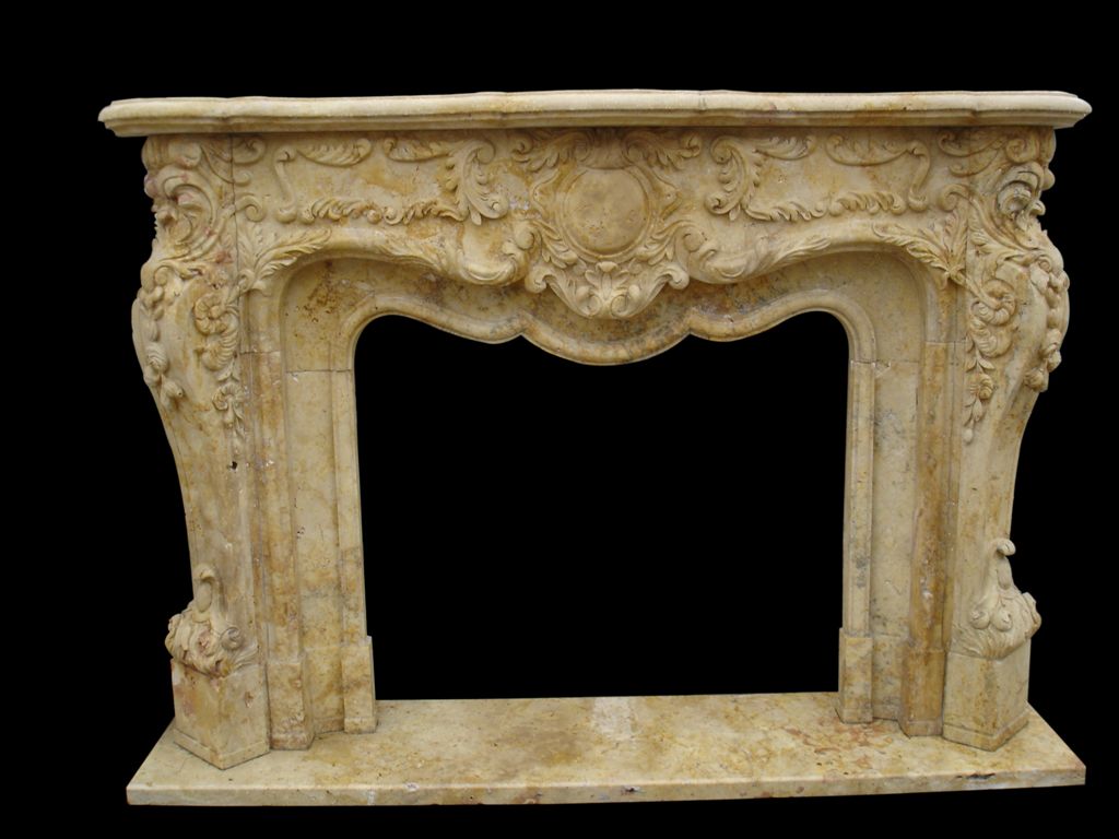Revestimiento de chimenea de mármol beige de estilo europeo
