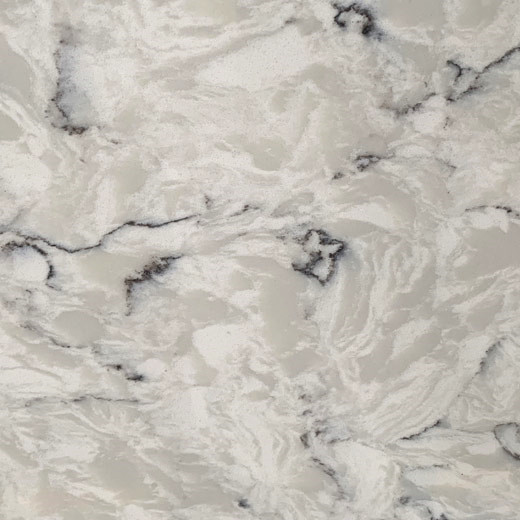 Losa de cuarzo gris de diseño de vena blanca de Carrara para instalación de encimera de cocina
