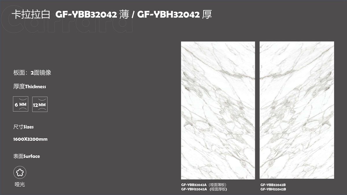 Losas de porcelana blanca Carrara 1600x3200mm