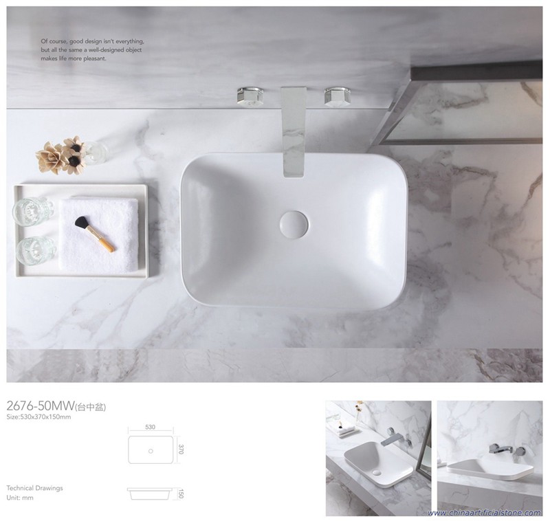 Lavabo Moderno Retangle Semi Encimera 530x370x150mm