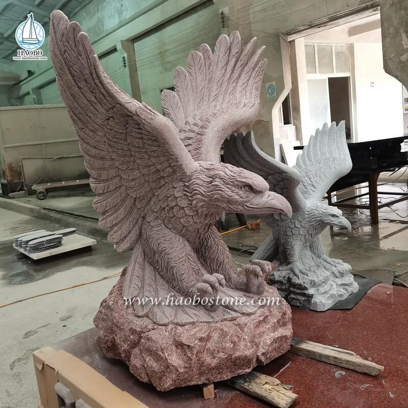 Animal de jardín tallado de águila de piedra decorativa para la venta
