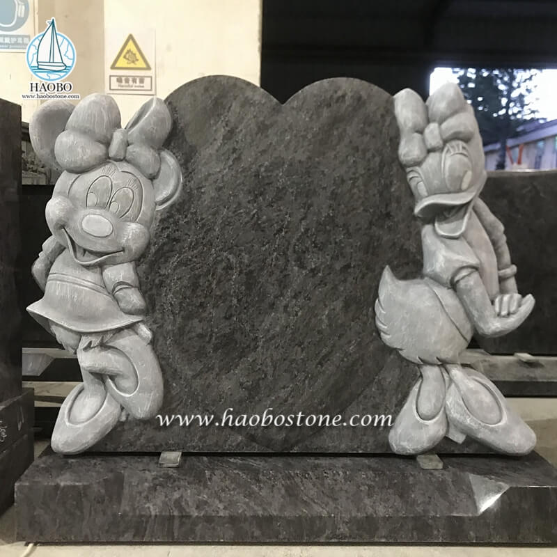 Baham Blue Granite Cartoon Minnie Mouse con Daisy Duck Tombstone
