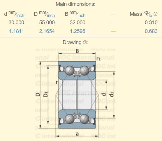 Dimensión del rodamiento DAC3055W