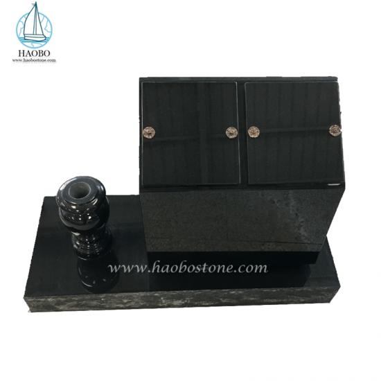 Columbario de monumento privado de 2 nichos de granito negro de venta de fábrica
