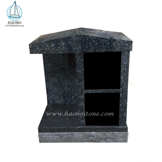 Columbario de cremación privado de 2 nichos de granito azul perla
