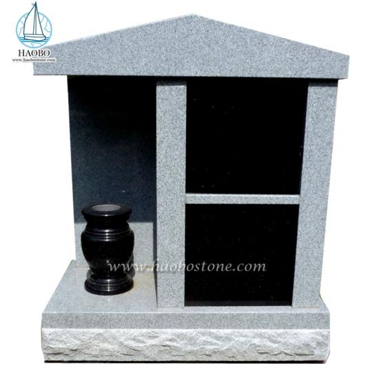 Columbario de cremación privado de 2 nichos de granito gris de China
