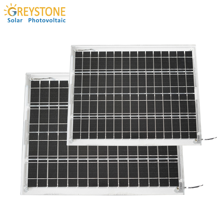 Paneles solares de vidrio doble Greystone 10W para sala de luz solar
