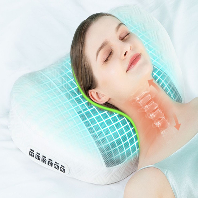 Almohada de masaje con rodillo Shiatsu para cama de masaje con vibración y calefacción para el cuello
