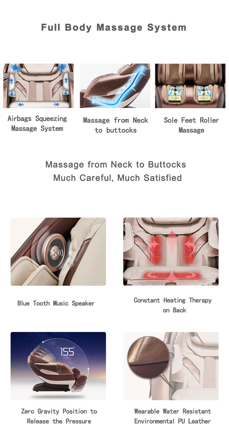 Silla de masaje exprimible con bolsas de aire de cuerpo completo