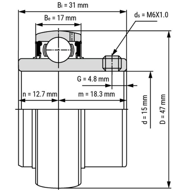 DIMENSIÓN DEL RODAMIENTO UC202