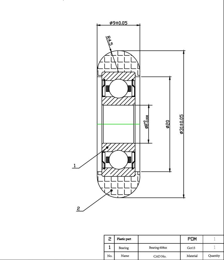 Dimensión de las ruedas del asiento de remo 608ZZ