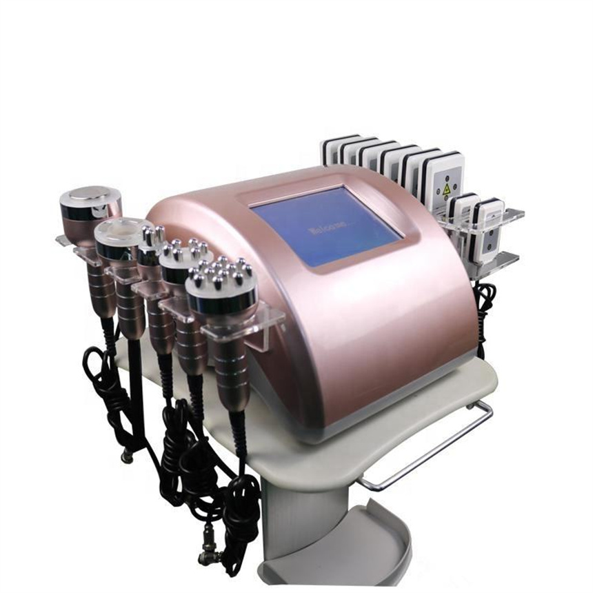 Portátil 6 en 1 40K Cavitación Lipo Láser Ultrasónico 12 Polar Vacío RF Estiramiento facial Máquina de adelgazamiento corporal multipolar